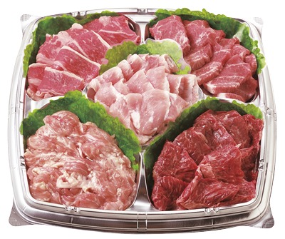 焼肉セット(5点盛り)●オーストラリア産牛サガリ(1５0g)●アメリカ産 牛ロース(150g)●国内産 ・豚肩ロース(150g)・トントロ(解凍/150g)・若鶏こにく(解凍/150g)