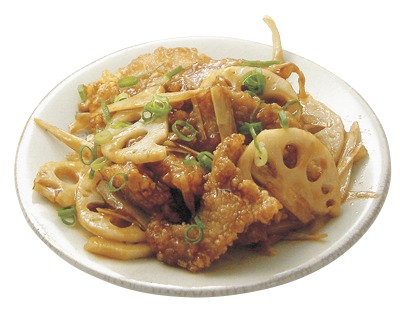 豚ヒレ肉と根菜の黒酢和え(三元豚)