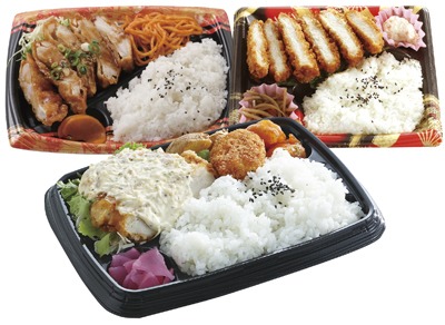 人気の弁当各種・カリカリチキン弁当・ロースカツ弁当・チキン南蛮弁当