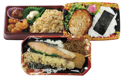 ●のり弁白鮭●かみこみ豚ハンバーグ弁当●得々チャーハン弁当