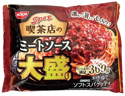 日清スパ王喫茶店の大盛りミートソース