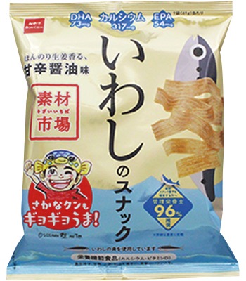 素材市場いわしのスナックほんのり生姜香る、甘辛醤油味