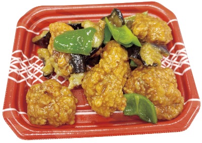 揚げ茄子とチキンの甘辛和え(ピーマン)