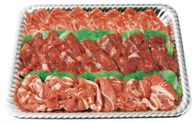 焼肉セット3点盛り●オーストラリア産生ラム〈200g〉●アメリカ産 ・牛サガリ〈200g〉・牛バラ中落ち〈200g〉