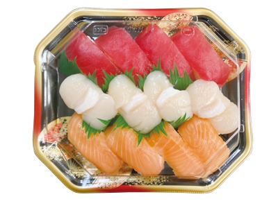 三色寿司 (マグロ・ ホタテ・ サーモン)