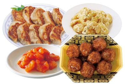 中華バイキング｛<一例として>王将こだわり餃子(10個)・エビチリ(150g)・エビマヨ(150g)・肉団子(8個)など｝
